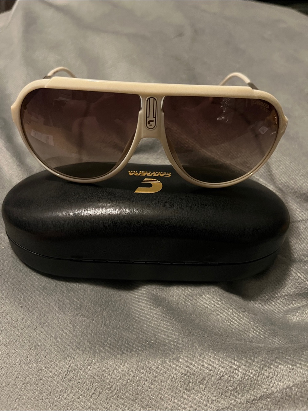 Carrera Cream Aviator Sunglasses with Brown Gradient Lenses